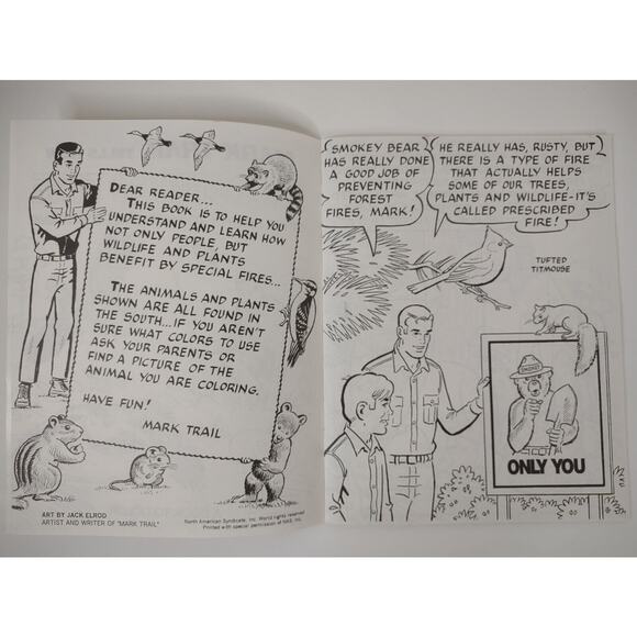 Vtg Smoky Bear Coloring Book Forest Service Mark Trail Prescribed Fire Safety - Picture 3 of 4